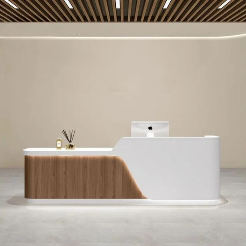 Front Desk Bancone Per Negozio Luxury Reception Lada Sklepowa Coordinate Worktable Empfangstheke Kosmetik Office Rezeption Theke