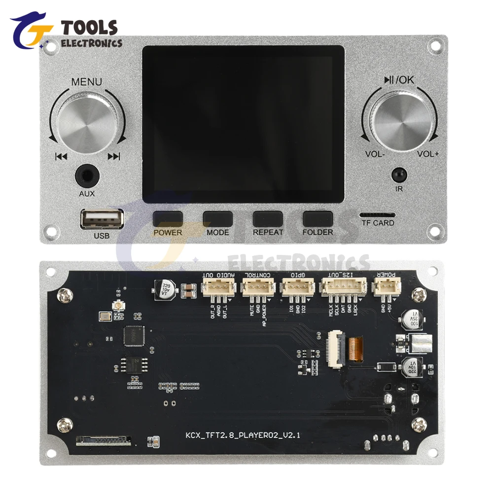Audio Decoding Board 2.8 Inch TFT Color Screen Lossless Support I2S Digital Audio Output Player TF USB Call