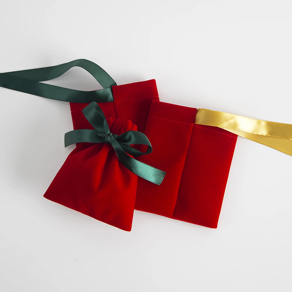 5pcs Bulk Red 7x9cm Jewelry Packing Ribbon Velvet Bags Gift Display ...