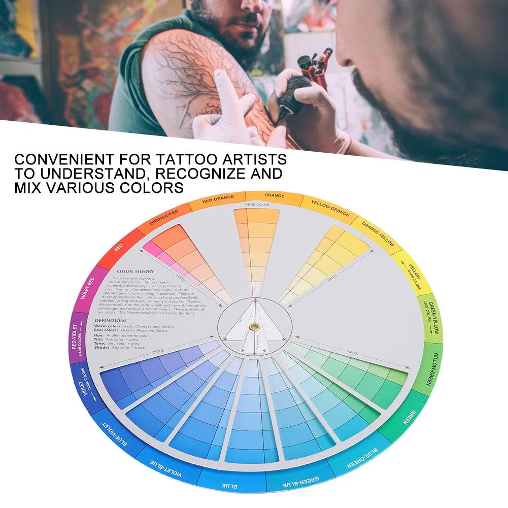 Tattoo Color Wheel Paper Card Pigment Mixing Guide Eyebrow Tattoo Accessory 23cm Dia for Artists Beginner