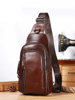 Borsa da petto in vera pelle da uomo borsa a tracolla in pelle di vacchetta primo strato Borsa da petto a tracolla casual sportiva multifunzionale alla moda