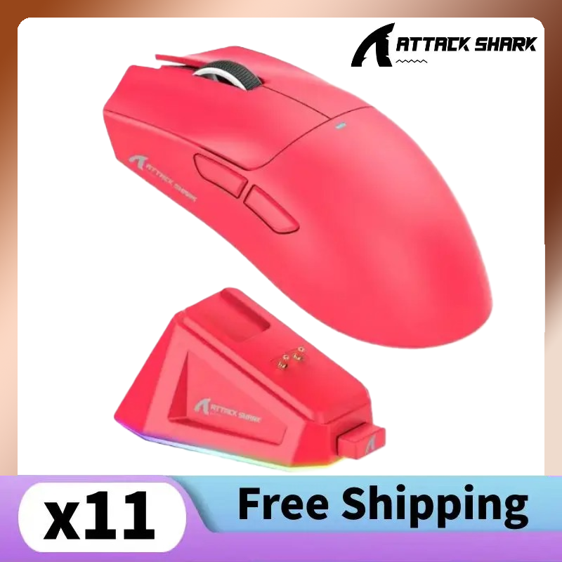 Delux Attack Shark X11 PAW3311 Bluetooth Mouse, Triple Mode Connectivity, Touch Magnetic Charging Dock, Ultra-Light Gaming Mouse