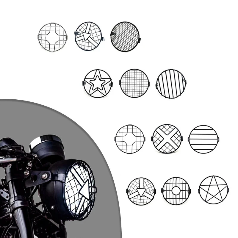 

Universal Motorcycle Headlight Grill Cover Guard 6.5inch Motorbike Light Lamp Metal Cover Mesh Grill Mask for Honda CG125 GN125