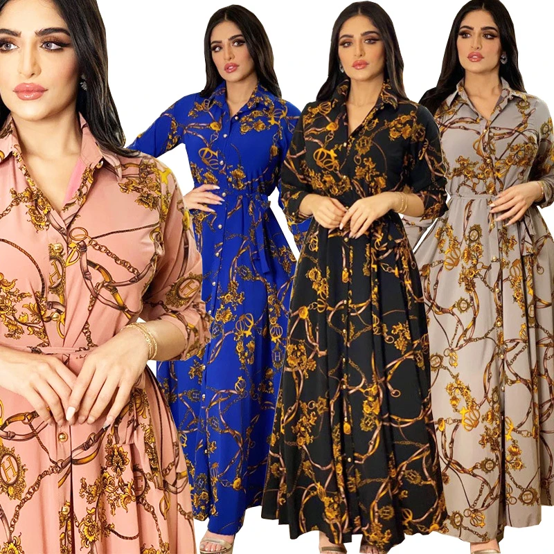 Muslim Long Dress with Belt, Large Dress, Lace Up Shirt