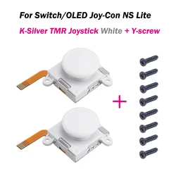 K - SILVER Electromagnetic Joystick Replacement - 3D Analog White ThumbStick for Gaming Controllers (2/4/10 Pack) (2pcs White Set)