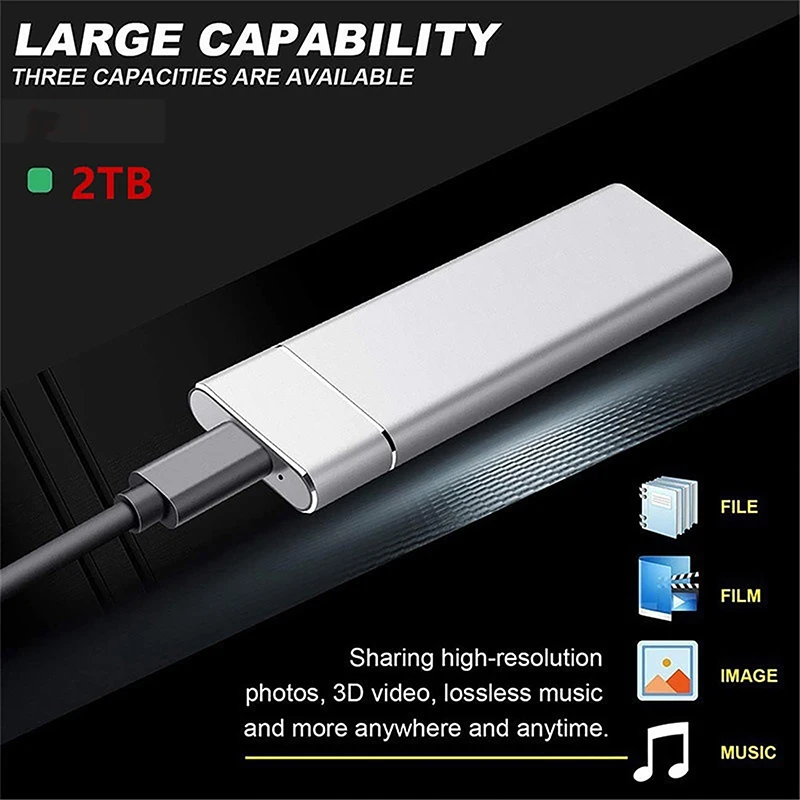 2TB Solid State Drive HDD Portable External Hard Drive High Speed M.2 USB 3.1 Interface Mass Storage ssd hard disk solid state external