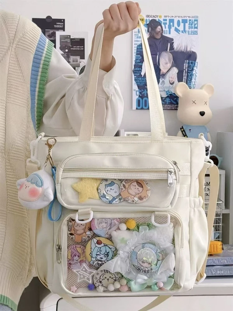 Japanese Transparent Ita Bag Handbag Women Anime Portable Large Capacity Girls Shoulder Tote Bag Nylon Crossbody Bags ItaBag