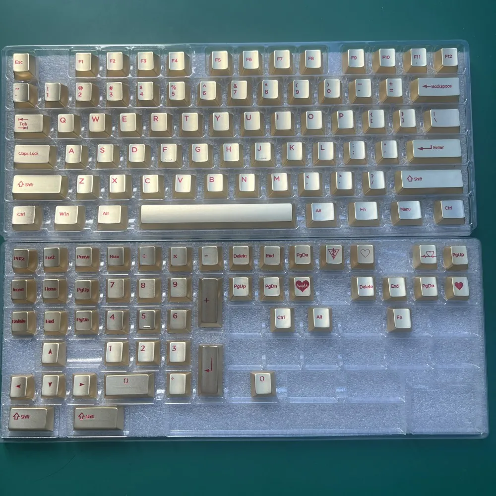 金属キーキャップフルセットマットアルミニウムゴールドキー