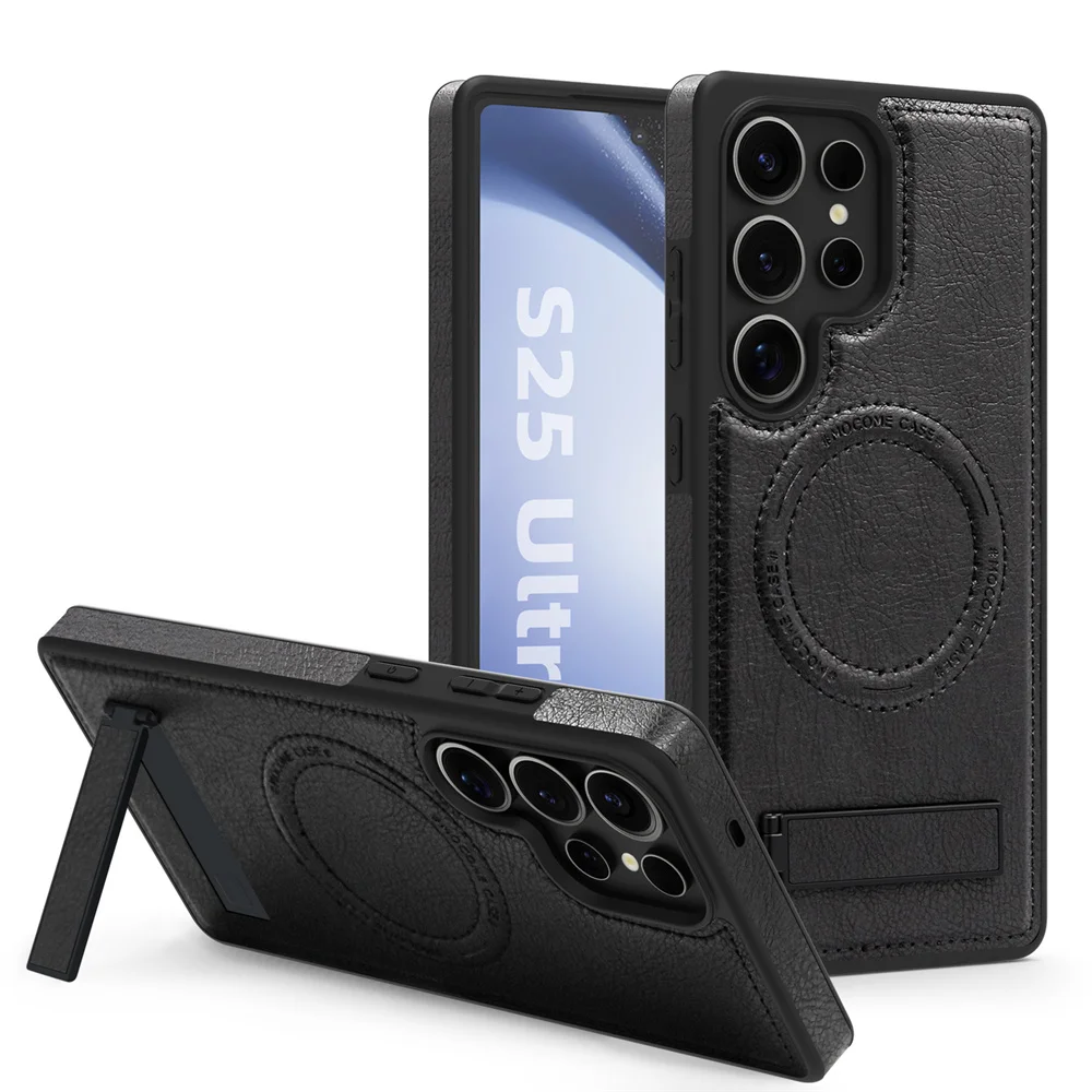 Deluxe Leather Magnetic Phone Case with Business Stand Bracket