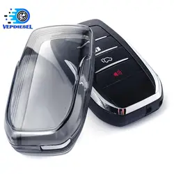 1pc Black Transparent Key Fob Case Cover For 2016-2024 Toyota Sienna Venza Hilux Tundra Mirai Car Interior Accessories Parts