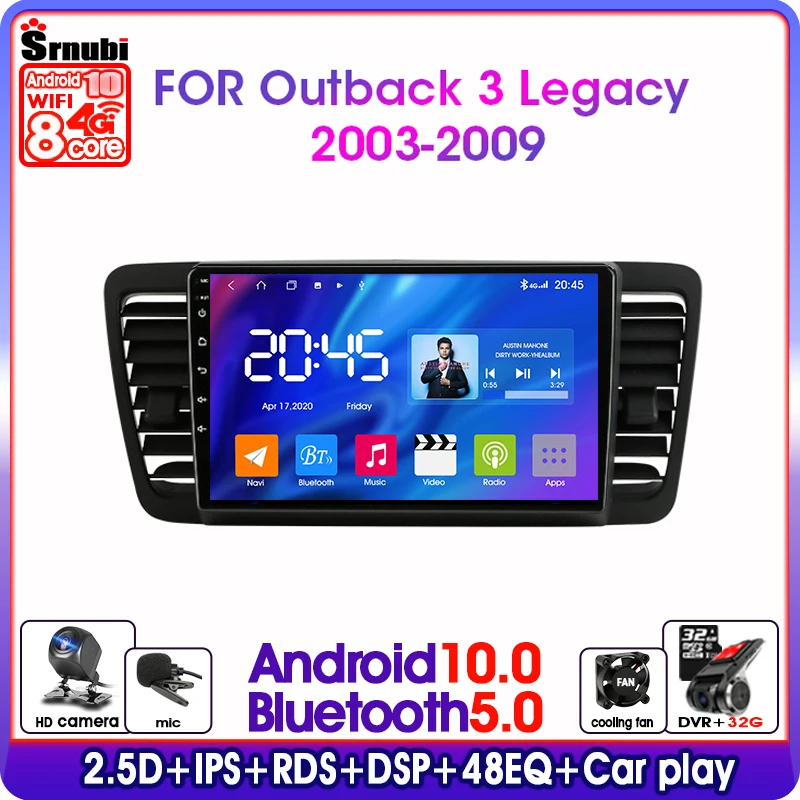 

2 Din мультимедийный видеоплеер Android 10,0, автомобильное радио для Subaru Outback 3 Legacy 4 2003-2009 DSP RDS 4G GPS навигация Carplay