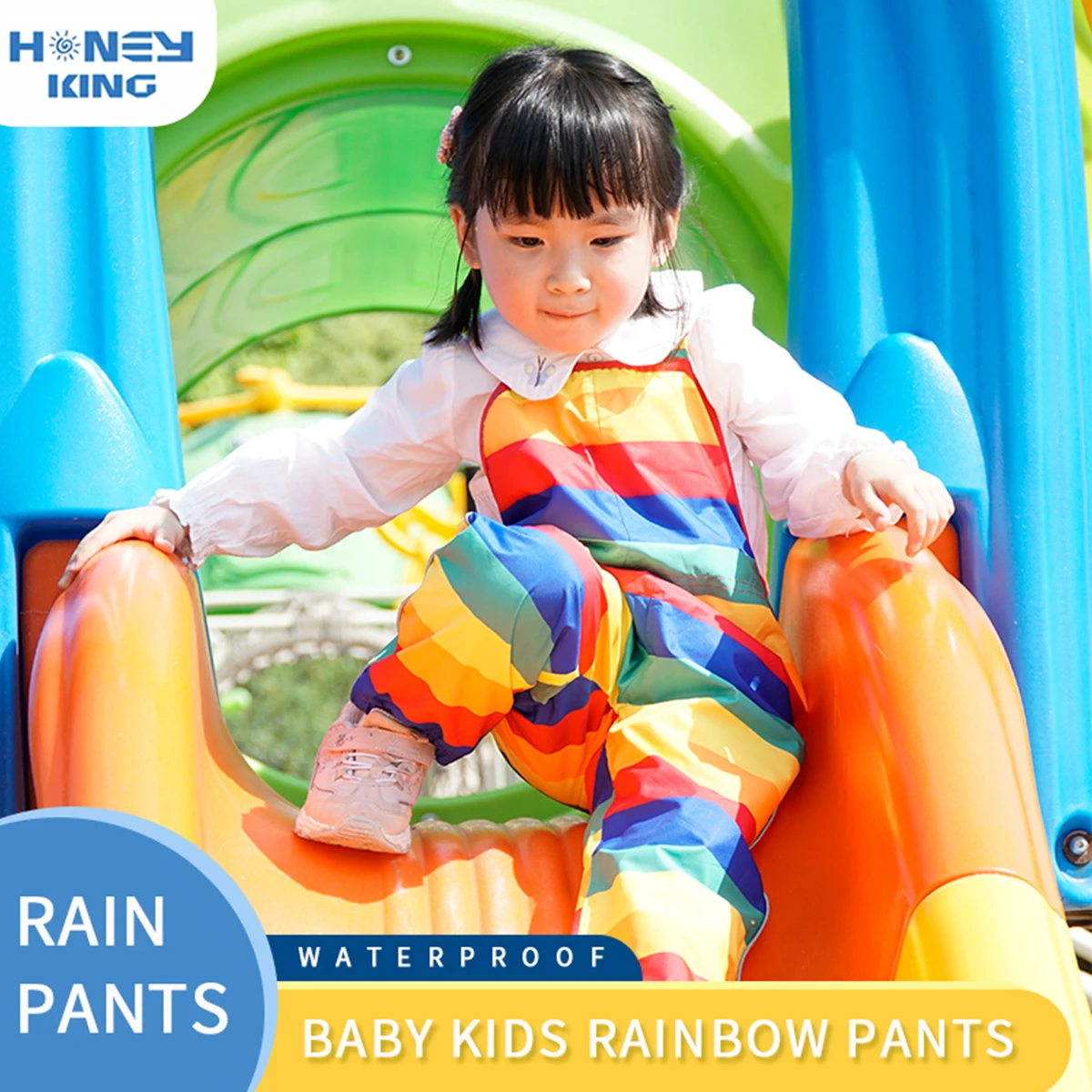 

HONEYKING Kids Jumpsuit For Boys Toddler Outdoor Clothes Colorful Waterproof Rain Pants Baby Girl Overalls For Children