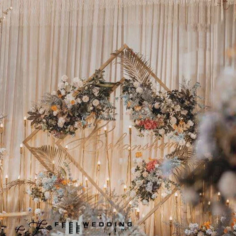 

Wedding Arch Wrought Iron Square Quadrilateral Diamond Shelf Geometrical Artificial Flower Stand Party Backdrop Decor