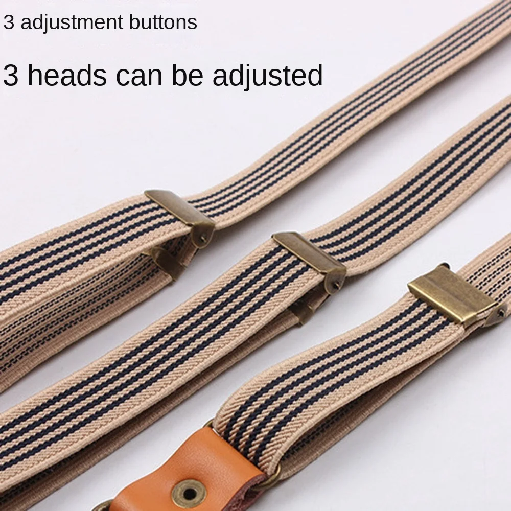 Y-Shaped Shoulder Straps New Leather Adjustable Elastic Drawstring Elasticity Stripe Pattern Suspender Pans Strap Men and Women