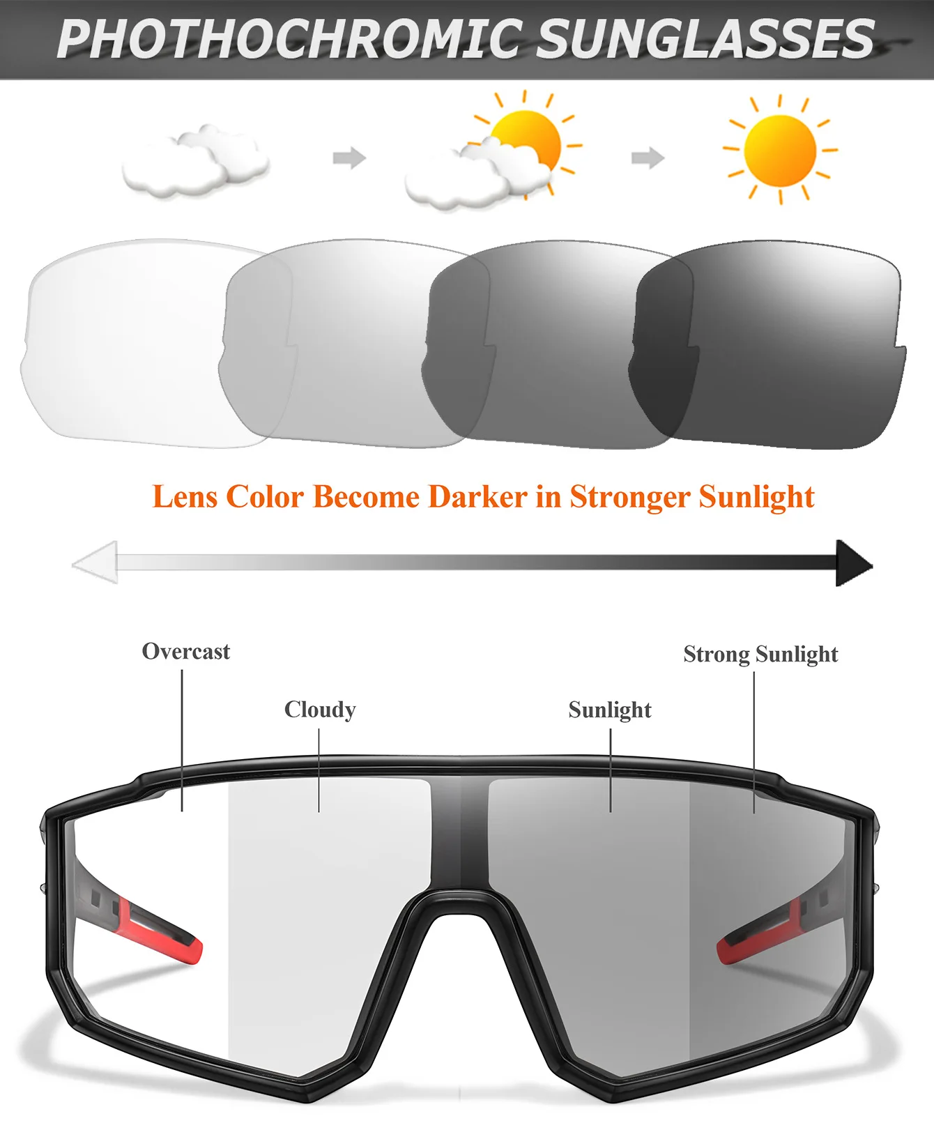 New Style Brand Photochromic Eyewear Men Women Bicycle MTB Bike Running Fishing Cycling Glasses Comfortable Windproof Goggles