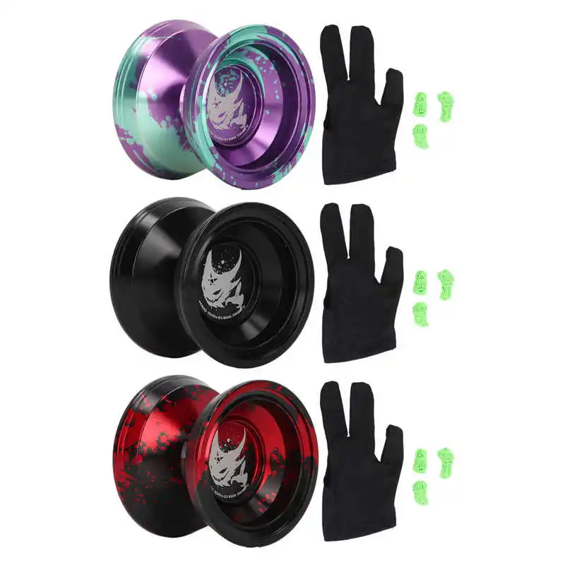 Kids Yoyo Ball Unresponsive Bearing Stable Rotation Alloy Yoyo Toy with Glove Rope Children
