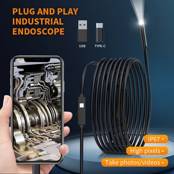 HD 2MP USB Industrial Endoscope Camera Single Lens Mini Inspection Camera for Android/PC  Waterproof Pipeline Borescope Type C 1