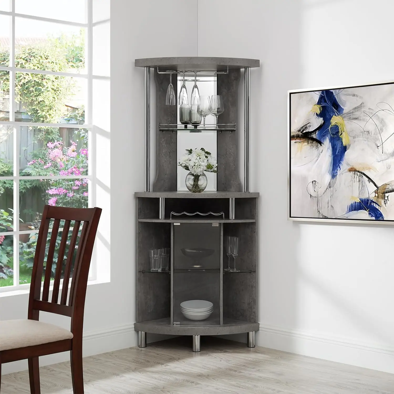 Corner Bar Unit Black Corner Bar Cabinet in Several Ways To Maximize Space Striking Modern Look 22.4"D X 31.5"W X 69"H