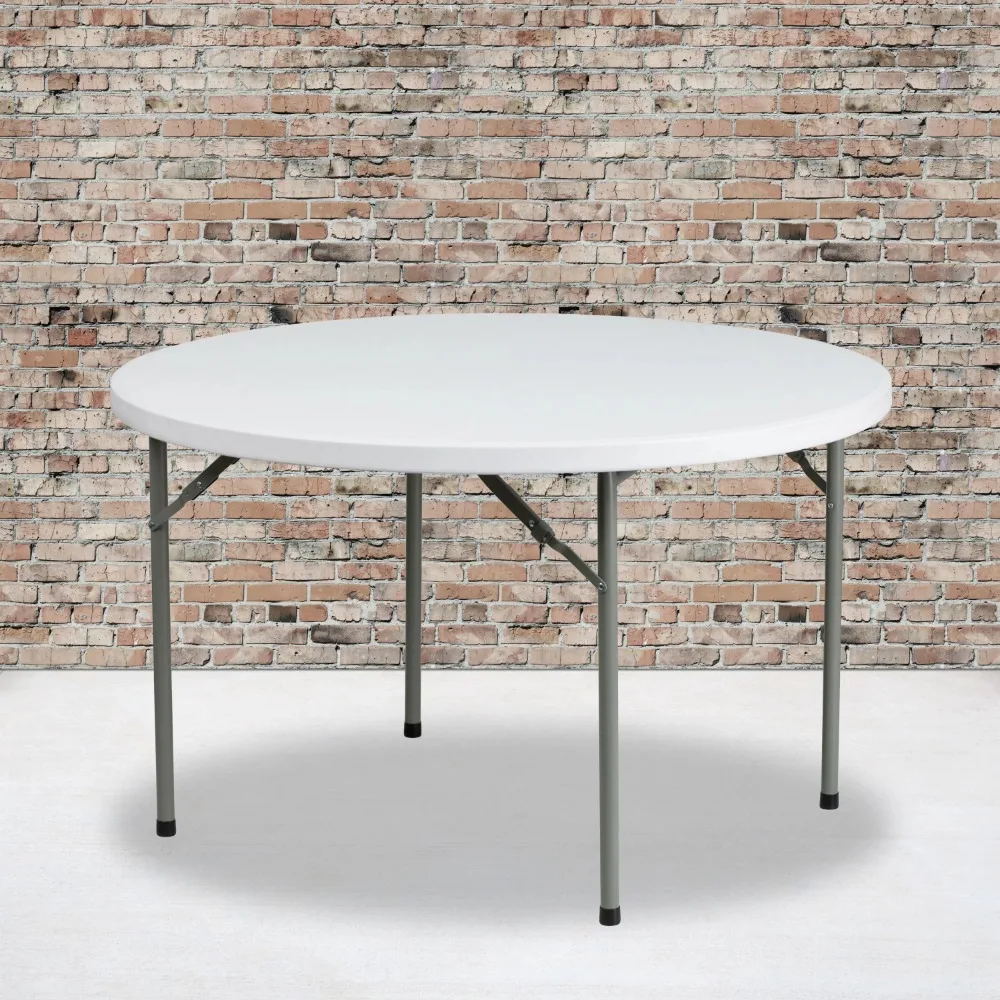 

4-Foot Round Granite White Plastic Folding Table Camping Chair Thous Winds Nature Hike 2023 Camping Supplies Novelty Black Dit