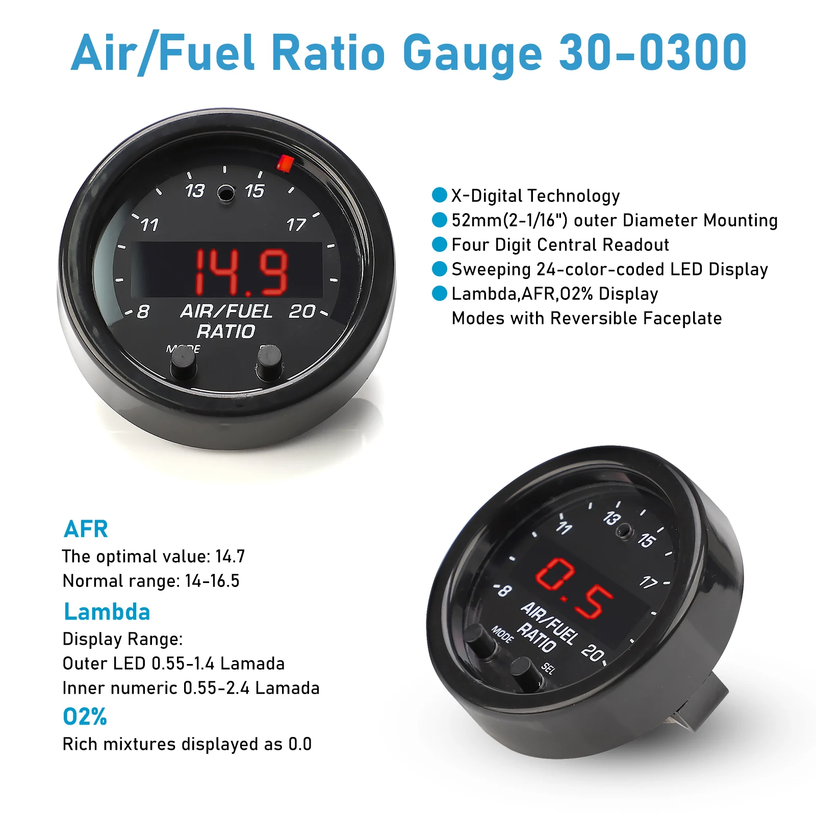 30-0300 X-Series Wideband UEGO AFR Sensor Controller Gauge Wideband O2 Sensor Kit LSU 4.9 0258017025 For Car Oxygen Sensor 4