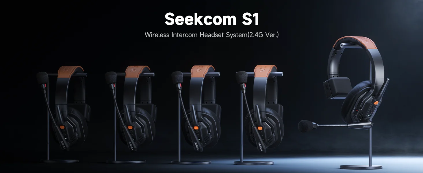 Seekcom S1 2.4GHz Wireless Intercom System with AI/ENC Noise Reduction,500M dist
