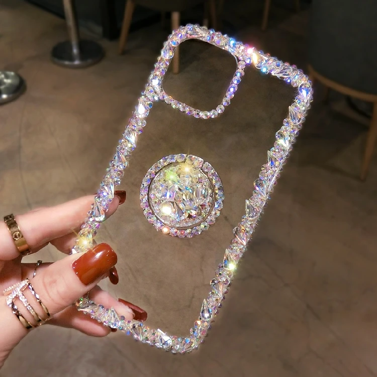 Phone Case Fashion Rhinestone Phone Case For Samsung GalaxyA22 A32 A52 A71 A51 A72 A73 A53 A35 A54 A34 Glitter Luxury Diamond Stand Cover