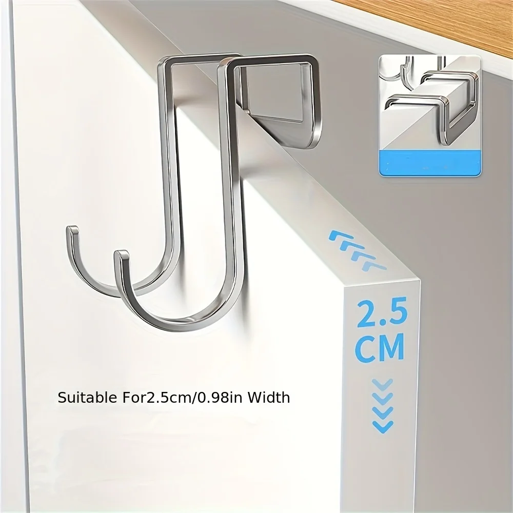 10PCS S-shaped Metal Double Hooks storage hook,door hook for Non Perforated Door Hooks in Cabinets Dormitories Kitchens Easy To Install
