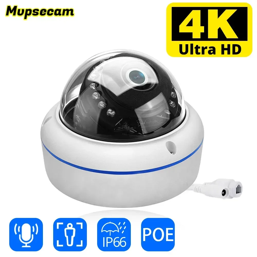Nini 3.6Mm Grandangolare Antivandalo 8Mp 4K Ip Camera Dome Metal Human Detect Audio H.265 + Hd Videosorveglianza Poe Ip Camera Cctv