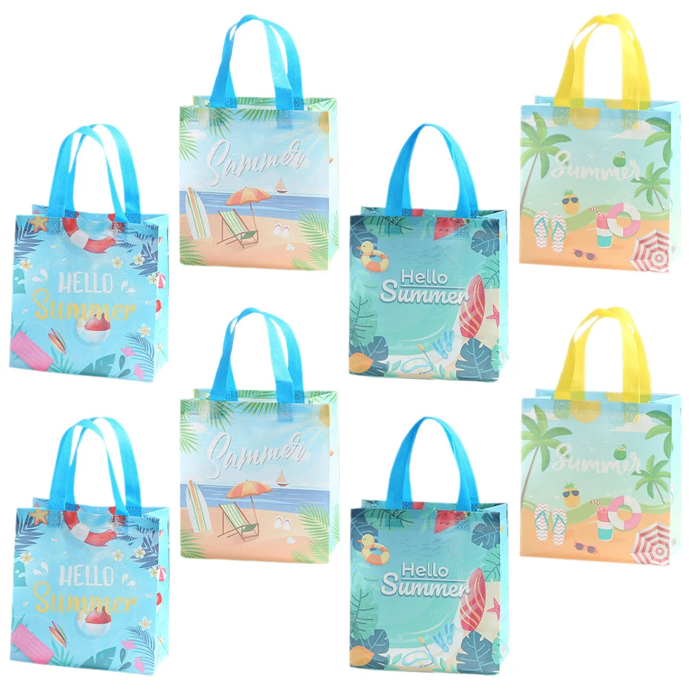 

8 Pcs Beach Shopping Bag Non-woven Gift for Hawaiian Party Candy Gifts Present Tote Printing Summer Bags