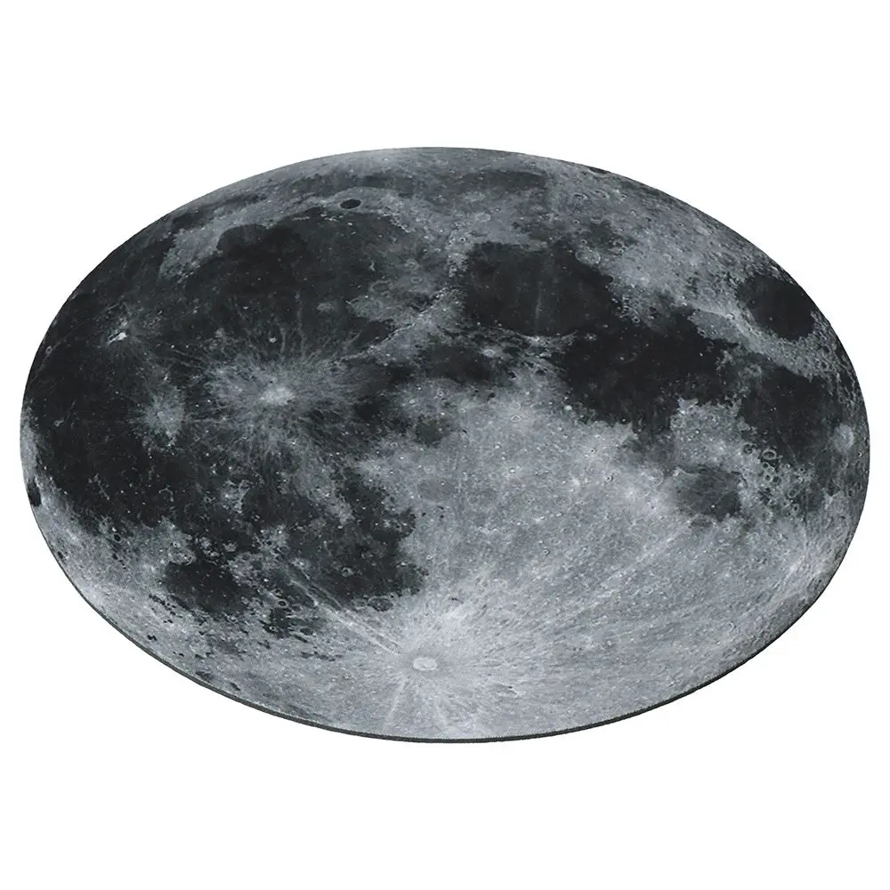 Round Mouse Pad Cute Grey Moon Desk Pad Earth Small Desktop Accessories Office