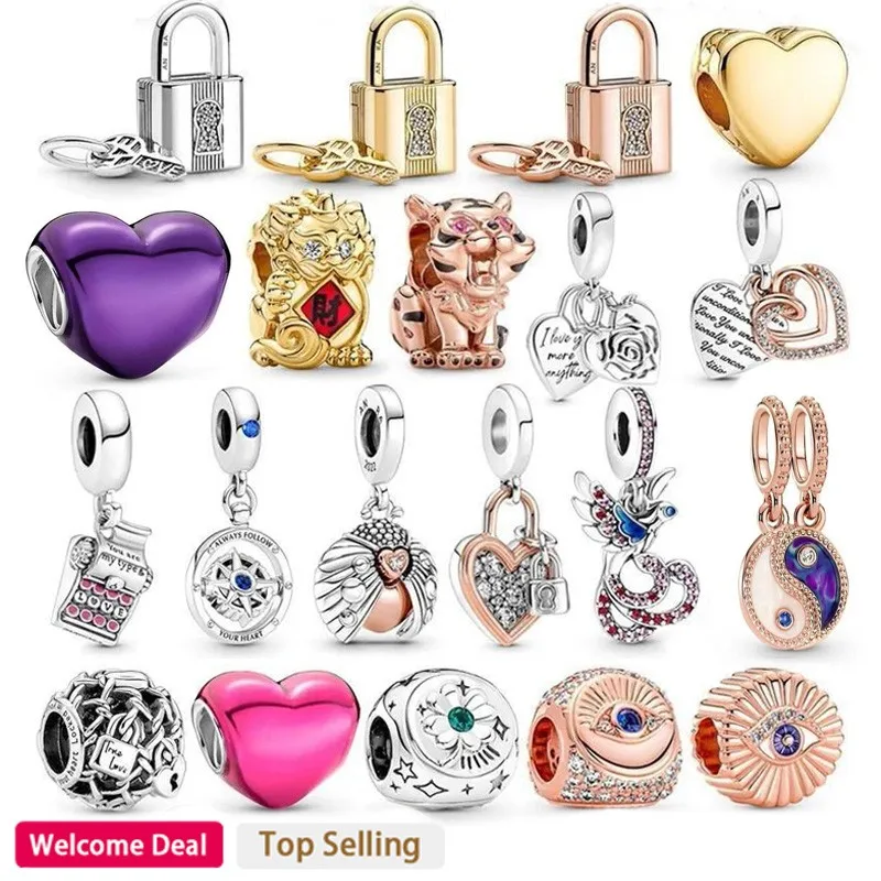 The new 925 silver is suitable for the original Women's bracelet, padlock, heart shaped logo DIY, women's charm and fashion