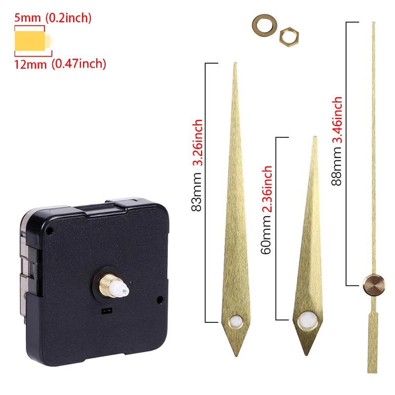 Silent Quartz Clock Mechanism with Hands – DIY Repair Kit