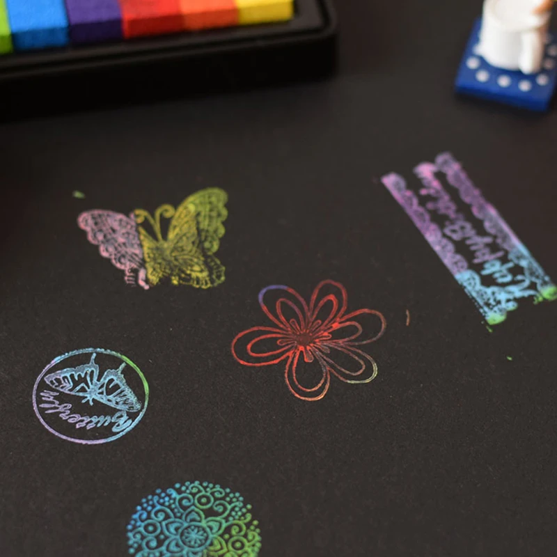1pc Rainbow Multicolor Pad Oil Based for stamp Scrapbook Photo Album DIY Craft Random Color