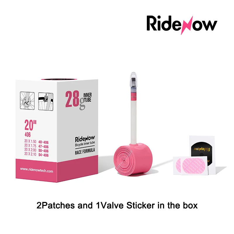 Tubo interno in TPU ultraleggero RideNow camera d'aria pieghevole per bicicletta, pneumatici per bici, valvola in bianco e nero, 20 pollici, 406, 1.3-2.0 - immagine 2