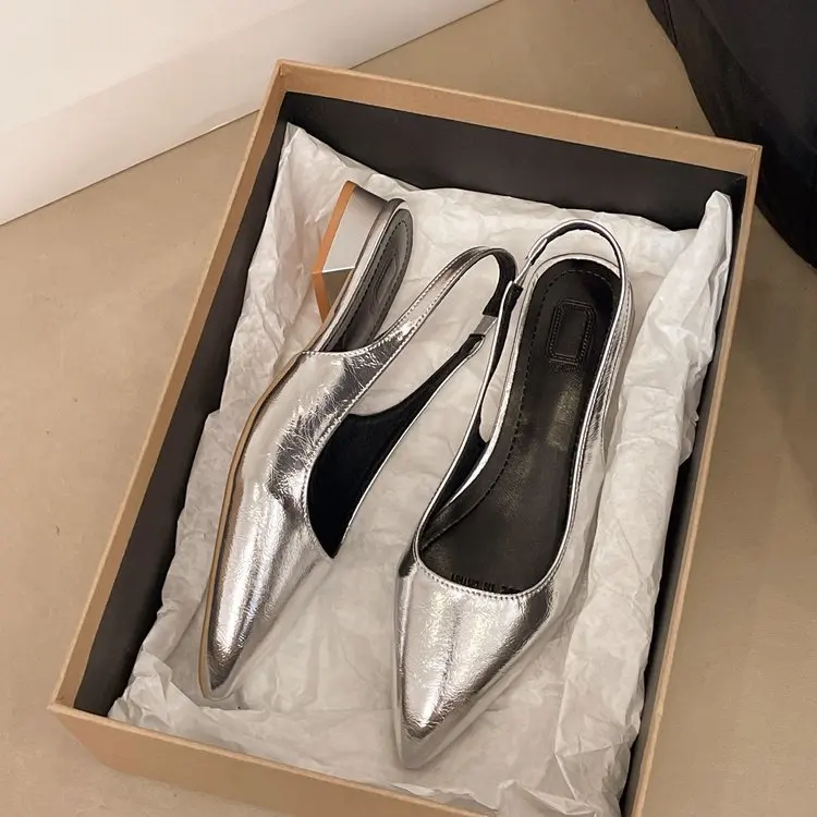 Damen-Slipper aus echtem Leder mit spitzer Zehenpartie, Slingback-Slipper, flache Sandalen, weich, bequem, lässig, für Damen, Sommer, Alltag, Schuhe – Detail 12