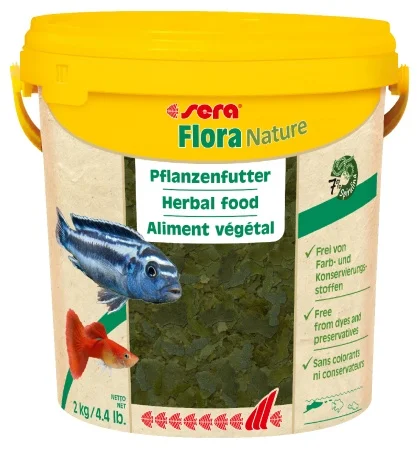 Корм для рыб растительный в хлопьях Sera FLORA NATURE 10000 мл 2 кг (ведро) | Дом и сад