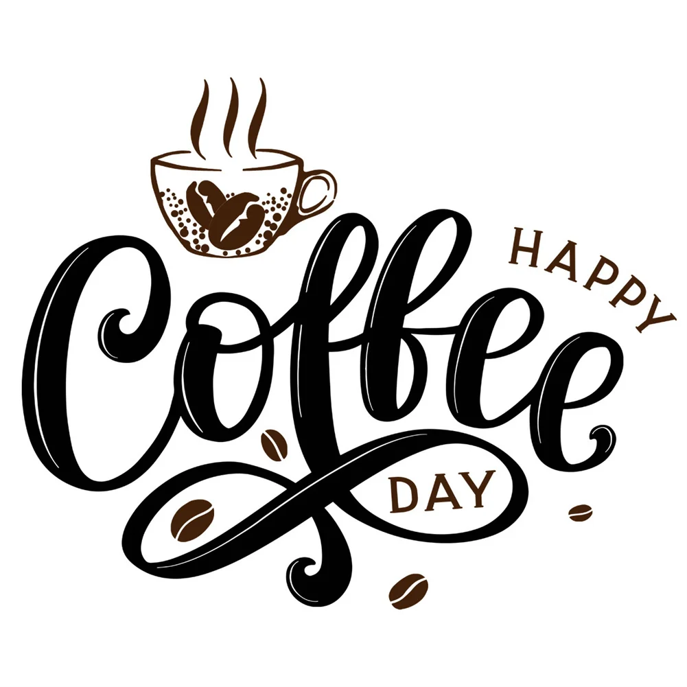 

1pc PVC Wall Sticker Art Decal Coffee English Stickers With Transfer Belt Home Decor Wall Decor Coffee Shop Decoration 30cmx50cm