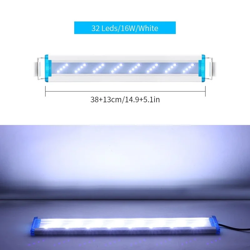 Super Slim LED Aquarium Lighting rgb Aquatic Plant Light 18-58CM Extensible Waterproof Clip for Fish Tank 90-260V Color Lights 