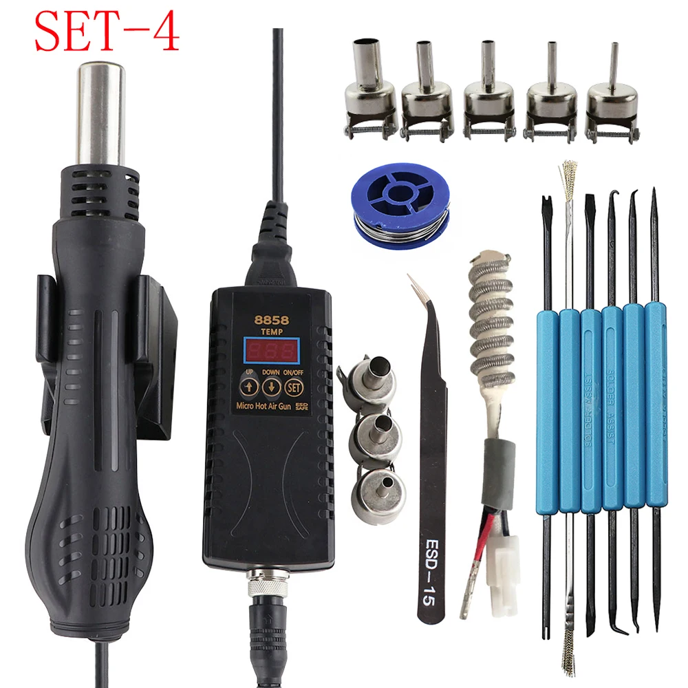 Hot Air Gun 8858 Portable BGA Rework Solder Station Hot Air Blower 220V  Hand-held Heat Gun with Welding Soldering Repair Tools - AliExpress