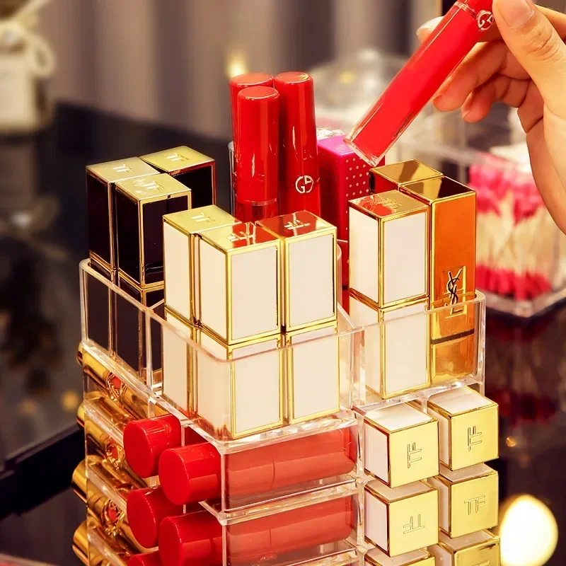 53 Lattices Acrylic Lipstick Tower 360 Degree Rotating Makeup Lip Gloss Storage Rack Nail Polish Organizer Cosmetic Display Case 6