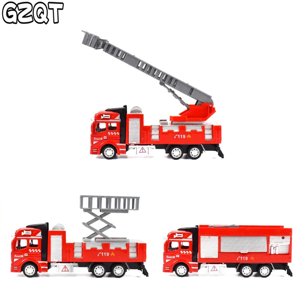 Kids Toy Fire Truck Model Alloy Diecast Inertia Fire Ladder Vehicle Rescue Transport Car Educational Toys for Children Boys Gift fire truck model children s electric drill disassembly screw engineering car diy assembly lighting sound effects inertia toys