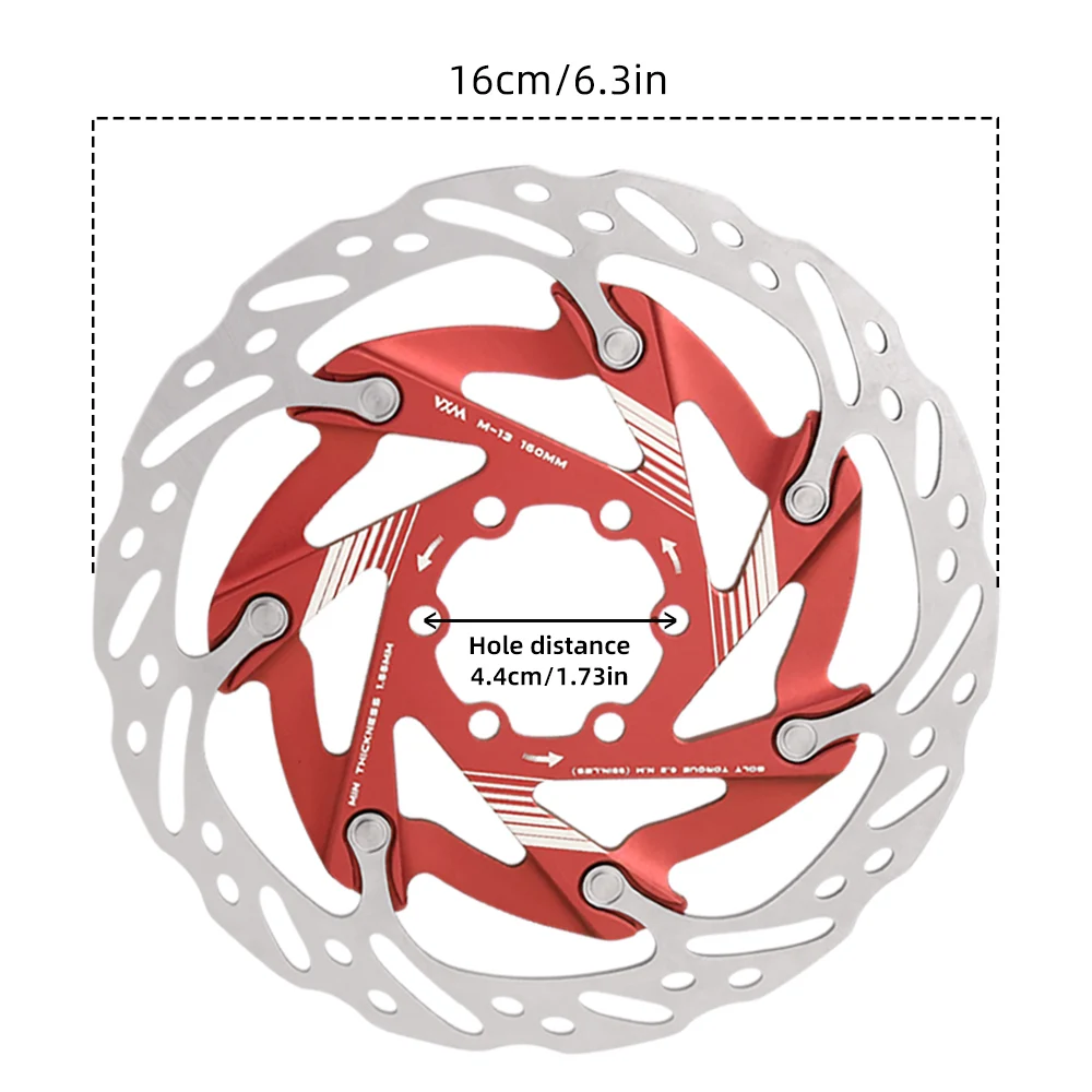 Bike Brake Rotor 160mm Aluminum Alloy 6 Hole Stainless Steel Mountain Bike Accessories