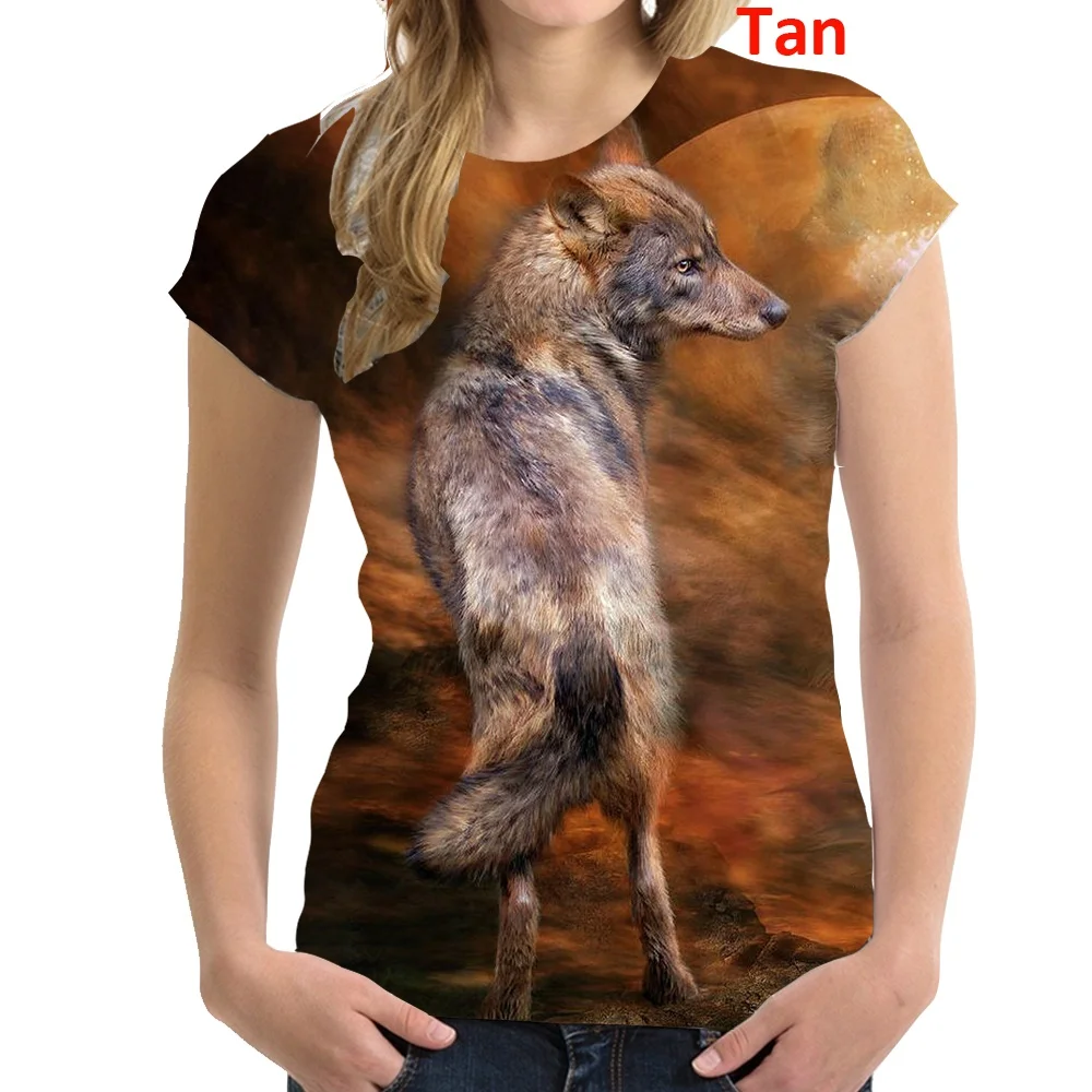 

Women Cool 3D Animal Wolf Printed T Shirts Women Personality Graphic Tee Shirt Short Sleeve Blouse