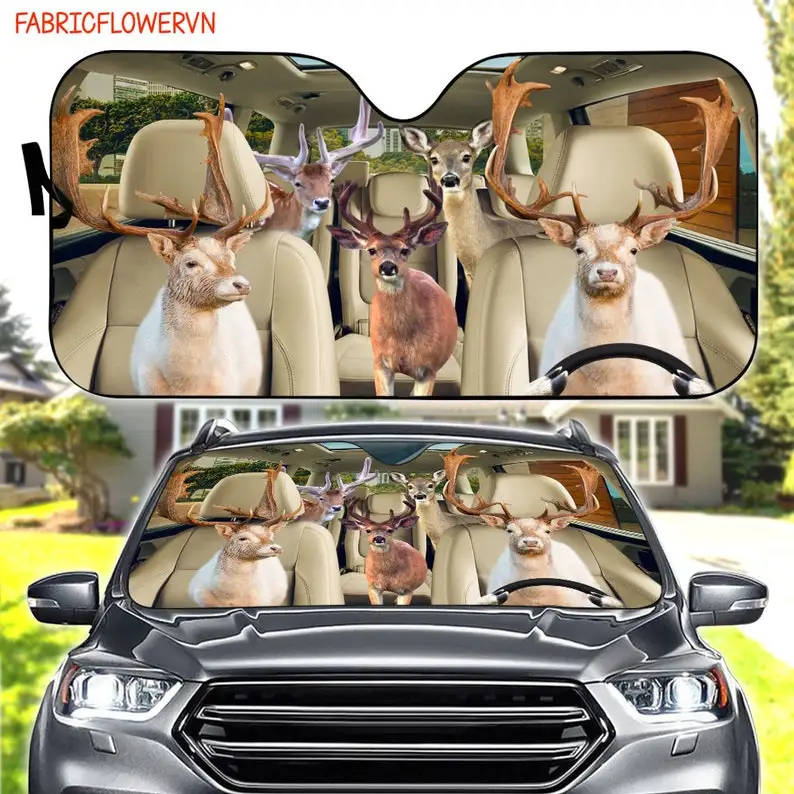 

Deer Car Sunshade, Deer Car Decoration, Deer Windshield, Deer Lovers Gift, Animal Car Sunshade, Gift For Mom, Gift For Dad