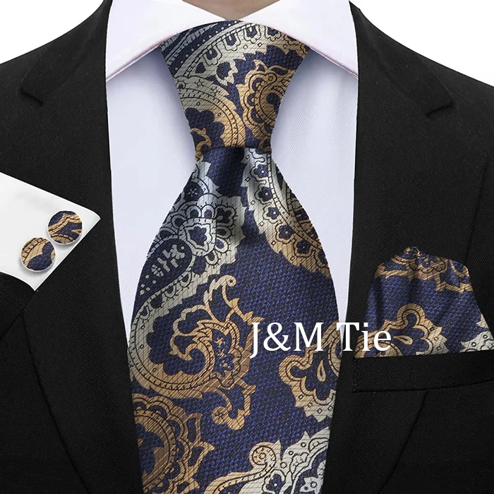 Luxus Paisley Braun Rot Blau Grau Hochzeit Krawatte Für Männer Einstecktuch Manschettenknopf Geschenk Männer Krawatte Mode Designer Business Party Geschenk – Detail 5