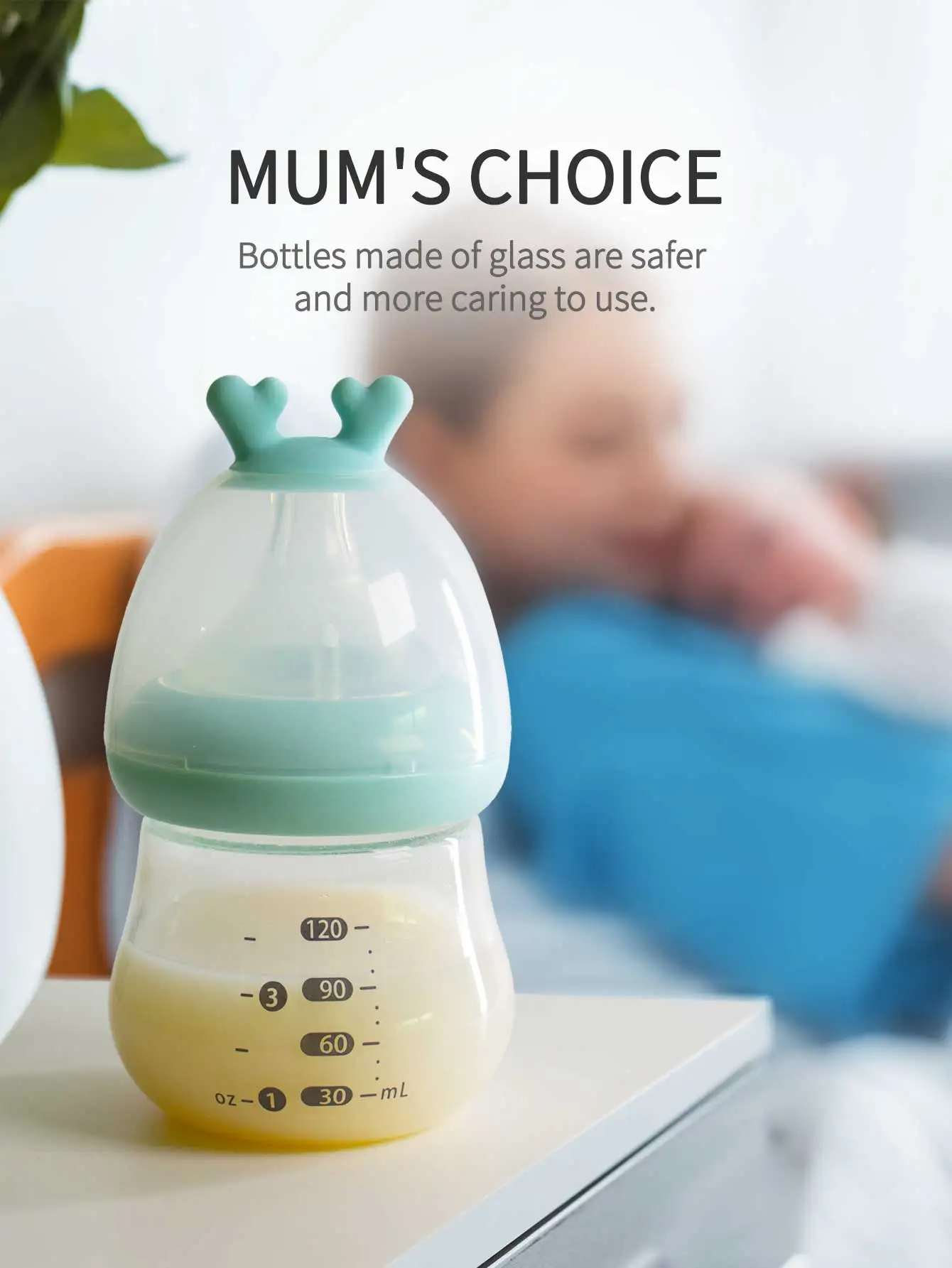 120ml Glass Baby Bottle Feeding bottle Cute Little Hore Wide neck pacifier High quality anti colic hole baby bottles