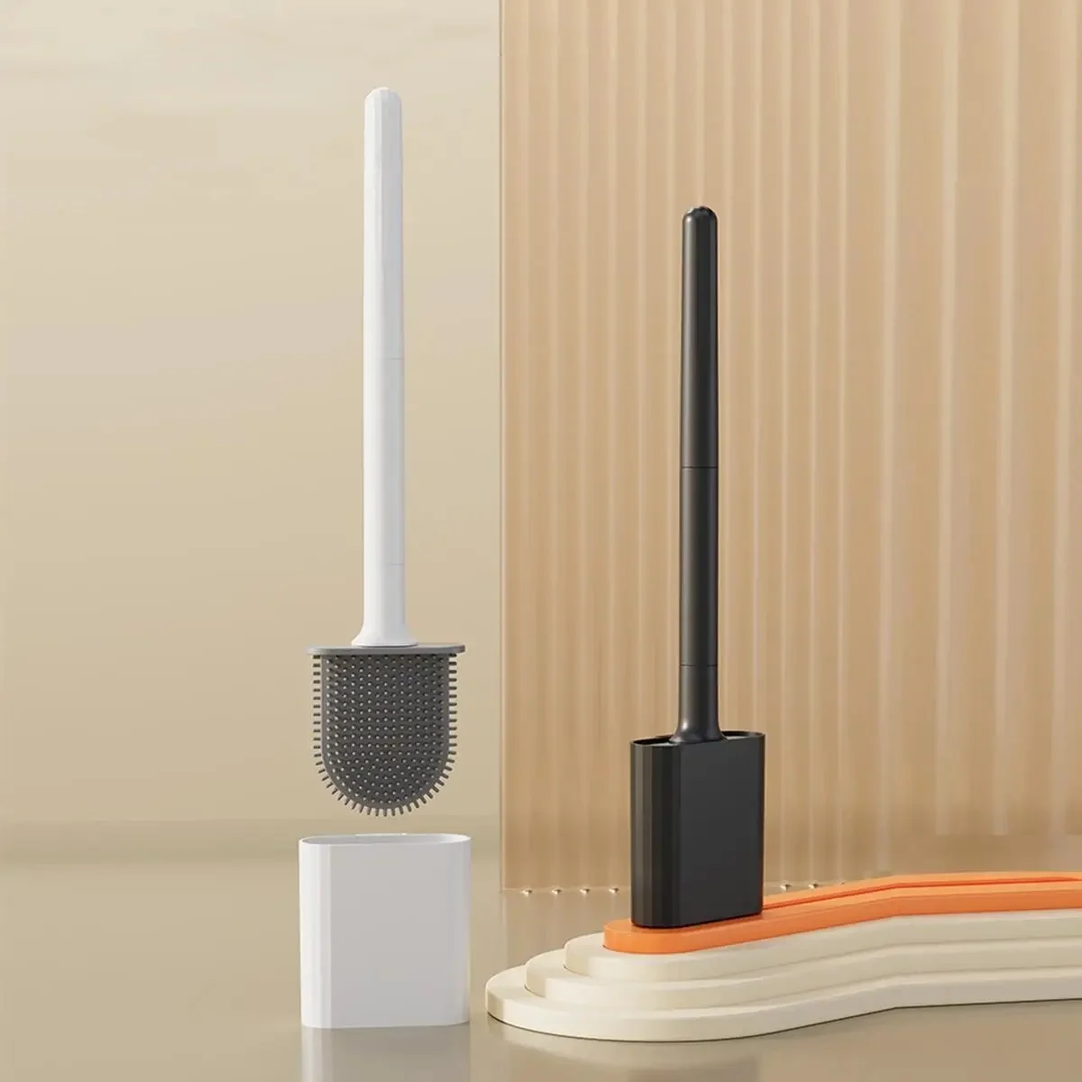 Mini Silicone Toilet Brushes Set Wall Mounted and Standing