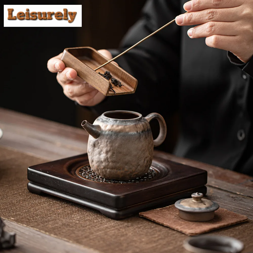 220ml Handmade Gilded Iron Glazed Teapot Old Rock Mud Stubborn Stone Pot Tea Brewing Kettle with Infuser Puer Tea Items Craft