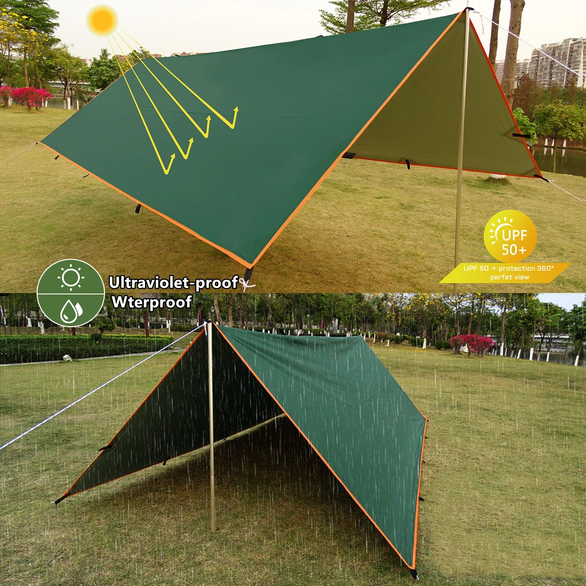 4x4m 4x3m 3x3m 19 Hang Points Tent Tarp Survival Sun Shelter Shade
