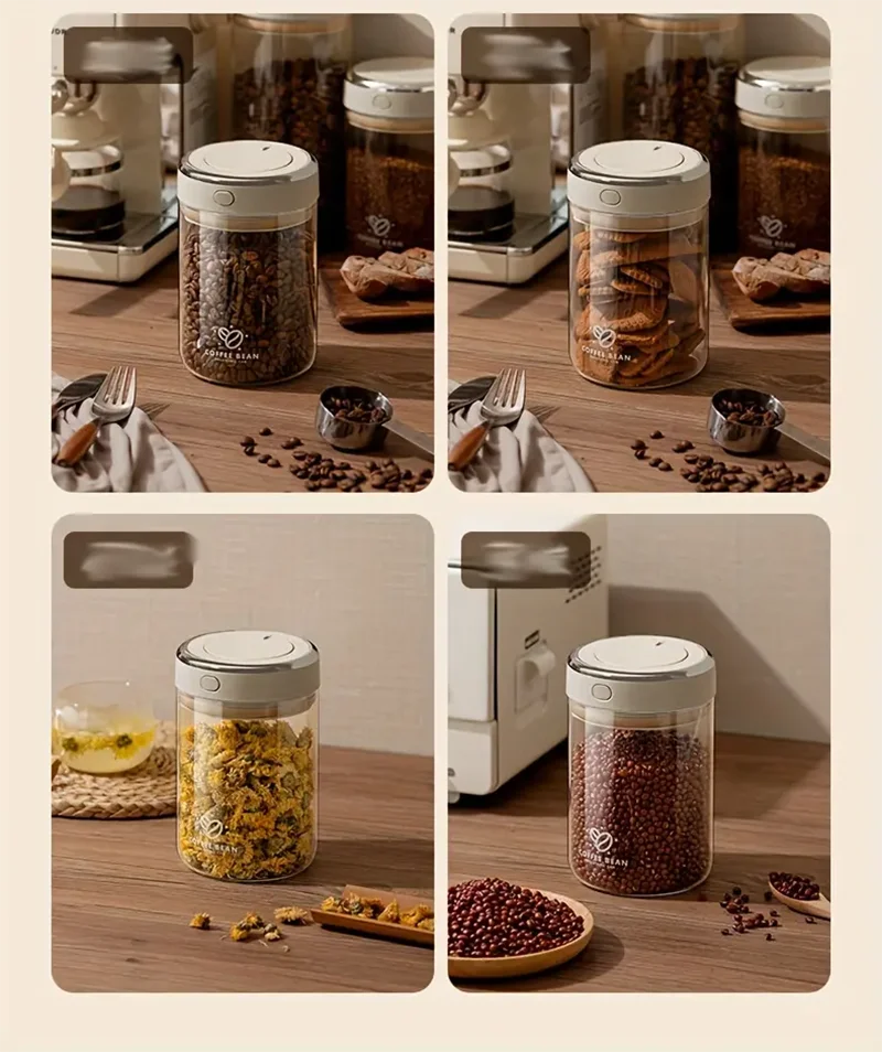 Coffee Bean Storage Jars - Vacuum Sealed Glass Containers with CO2 Valve